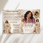 8 Page Blush Pink Funeral Program Template, Editable Floral Obituary Booklet, Celebration of Life, Memorial Canva Template