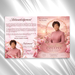 Pink Flower Funeral Program Template: 8-Page Memorial (Canva PDF)