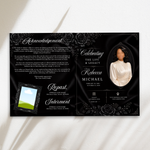 Black Funeral Program Template: 8-Page Memorial (Canva PDF)