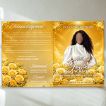 Yellow Roses Funeral Program Template: 8-Page Memorial (Canva PDF)