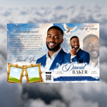 Sky Blue Clouds & Gold Frame 8-Page Funeral Program – preview image 3