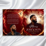 Red & Gold Funeral Program Template: 8-Page Memorial (Canva PDF)