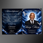 Blue Funeral Program Template: 8-Page Memorial (Canva PDF)