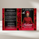 Red Roses Funeral Program Template: Celebration of Life (Canva, 8 Pages, Digital Download)