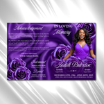 Royal Purple Roses Funeral Program Template: 8-Page Memorial (Canva PDF)