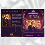 Purple Pastoral Anniversary Program Template, Pastor Appreciation, Church Anniversary, Church Services Program, Editable Canva, Church