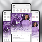 Purple Funeral Announcement Flyer: Editable Canva Template (Digital Download)