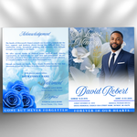 Blue Funeral Program Template: 8-Page Memorial (Canva, PDF Download)