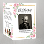 Blush Floral Funeral Program Template: Elegant Celebration of Life (Canva PDF)