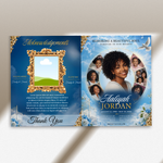Blue Elegant Funeral Program Canva Template | White Rose Green Gold Theme | 8 Page Memorial Booklet (Copy)