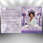 Purple Roses Funeral Program Template: 8-Page Memorial, Celebration of Life (Canva, PDF Download)