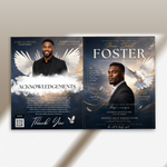 Elegant Funeral Program Canva Template | sky Theme | 8 Page Memorial Booklet
