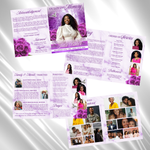 Purple Roses Funeral Program Template: 8-Page Memorial (Canva PDF)