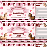 Horse Riding Lessons Gift Voucher, Editable Birthday Ticket (Canva PDF)