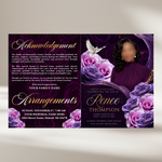 Purple Roses Funeral Program Template: 8-Page Memorial (Canva PDF)