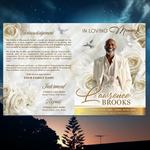 White Roses Funeral Program Template: 8-Page Memorial, Celebration of Life (Canva, PDF Download)