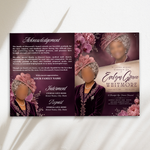 Vine Rose Funeral Program Template: 8-Page Memorial, Celebration of Life (Canva, PDF Download)