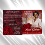 Red Roses Funeral Program Template: 8-Page Memorial (Canva, Digital Download)