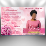 Pink Roses Funeral Program Template: 8-Page Memorial, Celebration of Life (Canva Template, PDF Download)