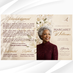 Burgundy & Gold Funeral Program Template, 8-Page Memorial (Canva, PDF)