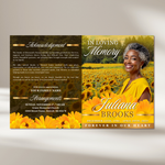 Yellow Gold Funeral Program Template: 8-Page Memorial Program