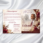 Red & White Roses Funeral Program Template: 8-Page Memorial (Canva PDF Download)