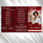Red Roses Funeral Program Template: Trifold Memorial (Canva Template)