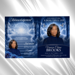 Blue Funeral Program Canva Template | 8 Page Memorial Booklet (Canva, PDF)