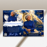 Blue & Gold Funeral Program Canva Template |8 Page Memorial Booklet