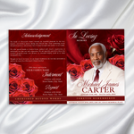 Red Funeral Program Canva Template | Red Theme | 8 Page Memorial Booklet