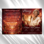 Red & Gold Funeral Program Canva Template |8 Page Memorial Booklet