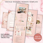 Pink Floral Wedding Website Template with RSVP: Editable Canva Design (Digital Download)