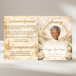 Cream & Beige Floral Funeral Program Template, 8-Page Memorial (Canva, PDF)
