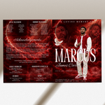 Red Funeral Program Canva Template | Red Theme | 8 Page Memorial Booklet (8.5 x 11 in)