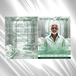 Greenish Cyan & White Roses Funeral Program Template: 8-Page Memorial (Canva PDF)