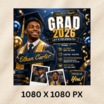Graduate Flyer, Graduation Invitation, Class of 2026 Flyer, Senior Grad Announce, College Decision Canva Editable