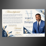 Blue & White Funeral Program Template: 8-Page Memorial (Canva PDF)