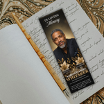 Black & Gold Memorial Bookmark Template: Funeral Keepsake (Canva PDF)