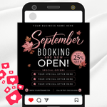 September Booking Flyer, Fall Booking Flyer, September Books Open Flyer, Hair Nails Wig Install Flyer, Salon Flyer, Editable Canva Template