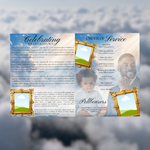 Sky Blue Clouds & Gold Frame 8-Page Funeral Program – preview image 4