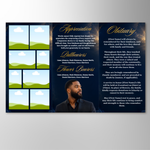 Blue & Gold Roses Funeral Program Template: Trifold Memorial (Canva Template)