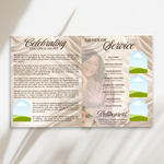 8 Page Blush Pink Funeral Program Template, Editable Floral Obituary Booklet, Celebration of Life, Memorial Canva Template