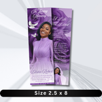 Purple Roses Memorial Bookmark Template: Funeral Keepsake (Canva PDF)