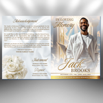 White & Gold Funeral Program Template: 8-Page Memorial (Canva, PDF)