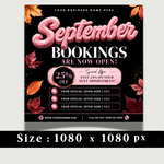 September Booking Flyer, Fall Booking Flyer, September Books Open Flyer, Hair Nails Wig Install Flyer, Salon Flyer, Editable Canva Template