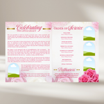 Pink Roses Funeral Program Template: Celebration of Life (Canva, 8 Pages, Digital Download)