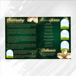Green & Gold Funeral Program Canva Template |8 Page Memorial Booklet