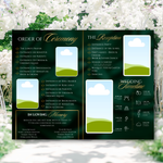 Emerald Green Wedding Program Template, 4-Page Bi-Fold Ceremony Booklet (Digital Download)