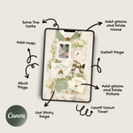 Green & White Floral Wedding Website Template with RSVP: Editable Canva Design (Digital Download)