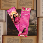 Pink Roses Memorial Bookmark Template: Funeral Keepsake (Canva PDF)
